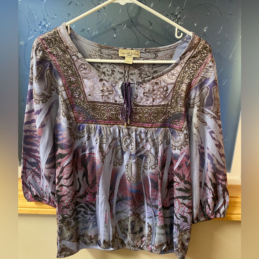 Petite small multicolored 3/4 sleeve